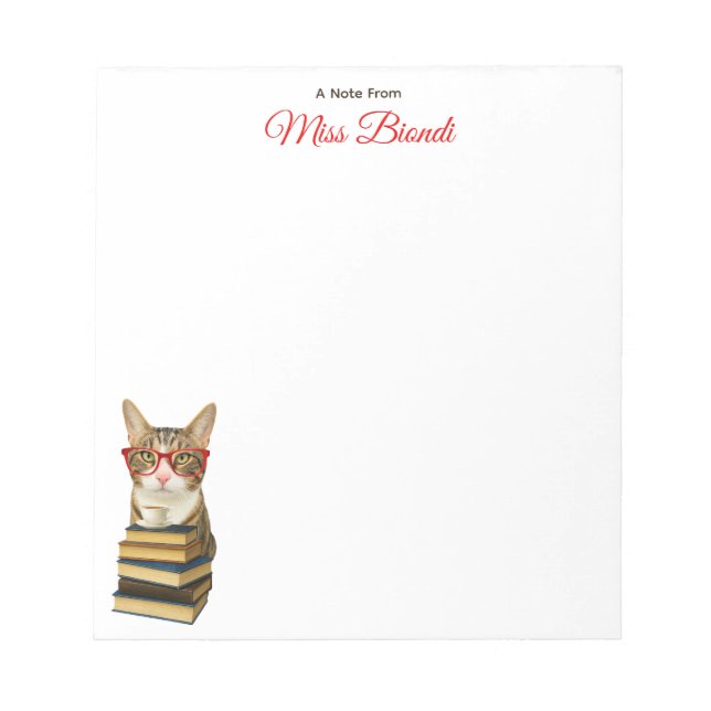 Anpassbare Lehrer-Notepad - Marty the Cat Notizblock (Vorderseite)