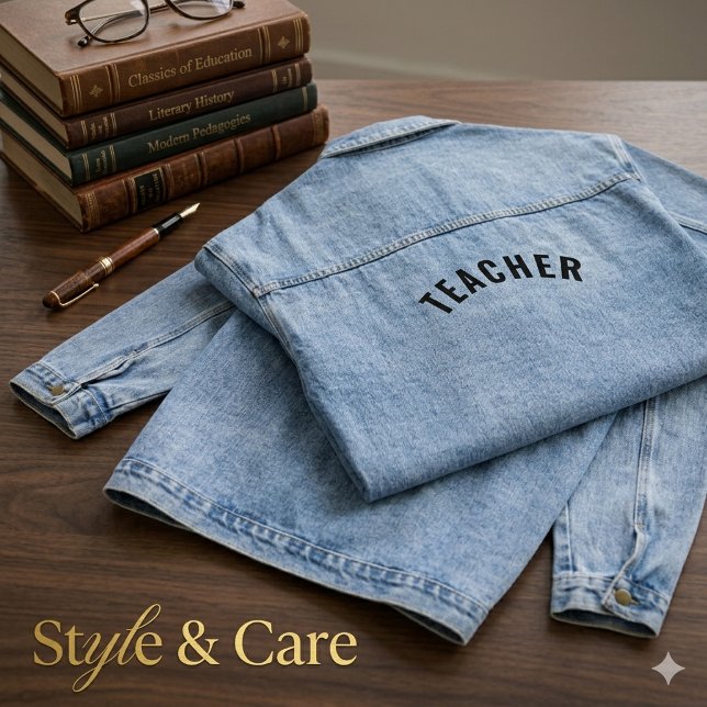Anpassbare LEHRER-Textaussage Jeansjacke (Customizable TEACHER Text Statement Denim Jacket)