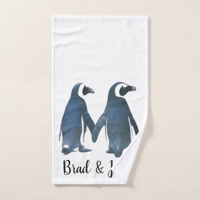 Anpassbare LGBTQ-Gay-Pinguine in Liebe Handtuch (Handtuch)