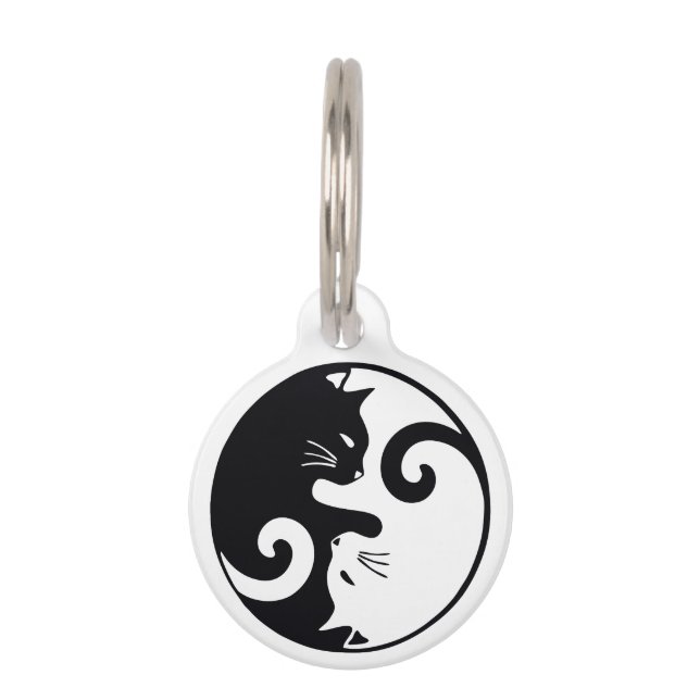 Anpassbare Liebe Cats Ying Yang Haustiermarke (Vorderseite)