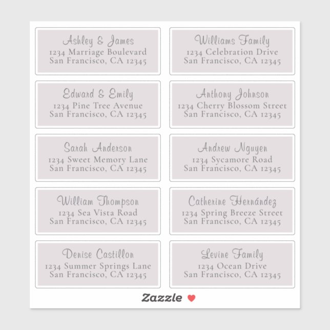 Anpassbare Lila Hochzeitgastadressen Aufkleber (Blatt)