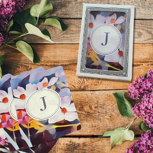 Anpassbare Lila und blaue Blüte mit Initial Spielkarten