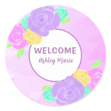 Anpassbare lila Wasserfarbe Florale Babyparty