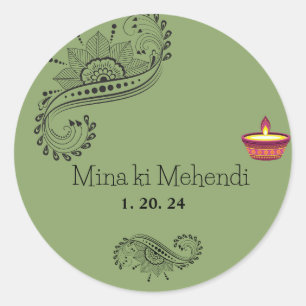 Anpassbare Mehendi-Aufkleber Runder Aufkleber