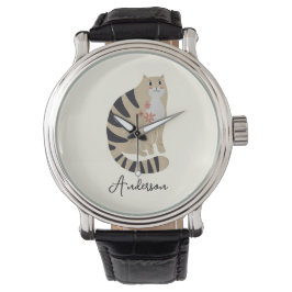 Anpassbare Minimalistische Niedliche Lächelkatze Armbanduhr