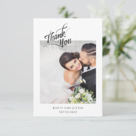 Anpassbare Minimalistische Script Heart Wedding Fo Dankeskarte