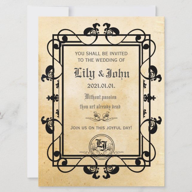 Anpassbare mittelalterliche Altpapier Einladung (Vorderseite)