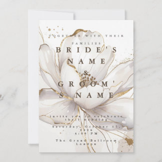 Anpassbare moderne weiße Magnolie Goldene Hochzeit Einladung