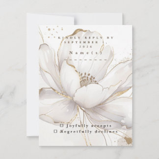 Anpassbare moderne weiße Magnolie Goldene Hochzeit RSVP Karte