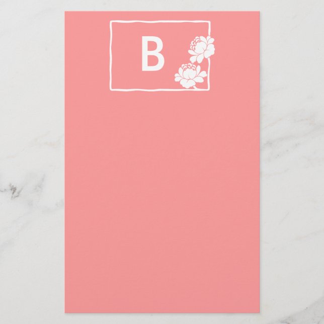 Anpassbare Monogramm für die weiße Blume Briefpapier (Vorderseite)