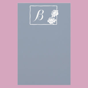 Anpassbare Monogramm für die weiße Blume Briefpapier