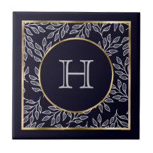 Anpassbare Monogramm-Navy-Gold