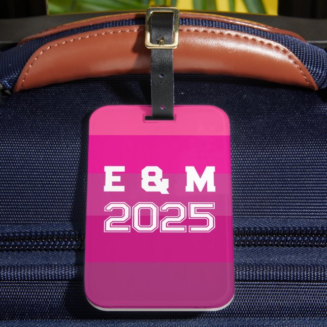 "Anpassbare Monogramm und Jahre Gepäckanhänger (Vorderseite Insitu 2)