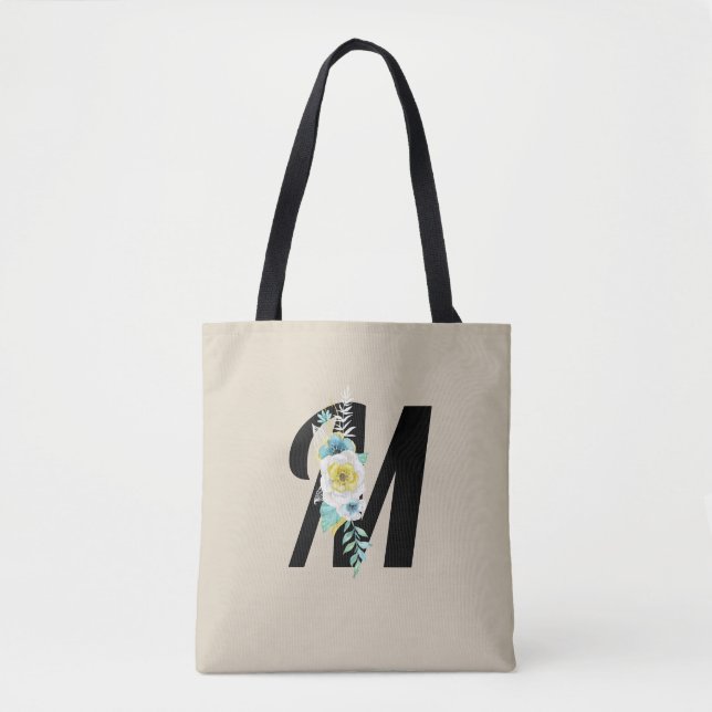 Anpassbare Monogramm-Weiß- und Aqua-Floral-Spray (Vorderseite)