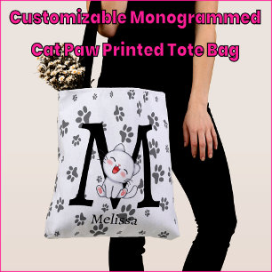 Anpassbare monogrammierte Katzenpfoten-bedruckte T