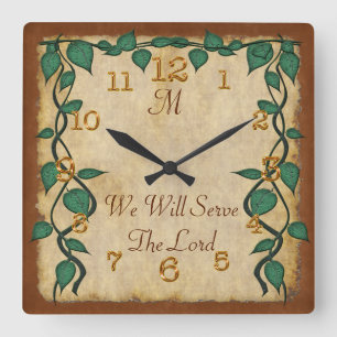 Anpassbare monogrammierte Vintage-Christen-Uhren Quadratische Wanduhr