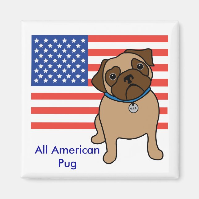 Anpassbare Mops-Magnete für die USA-Flagge Magnet (Vorne)
