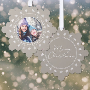Anpassbare Mutter Tochter Taupe Frohe Weihnachten Ornament Karte