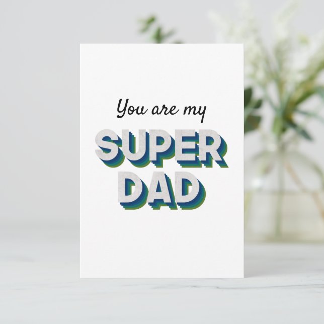 Anpassbare Nachricht für Superdad Dankeskarte (Stehend Vorderseite)