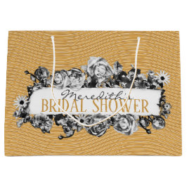 Anpassbare Name Gold Rose Chic Monogram Luxus Große Geschenktüte