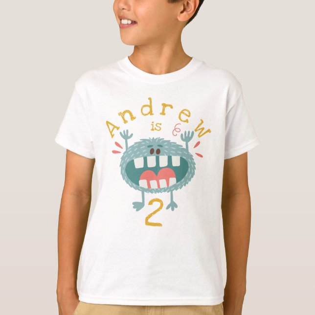 Anpassbare Niedliche Aquamarine Monster T-Shirt (Vorderseite)