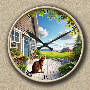 Anpassbare niedliche Bengalkatzenuhr Runde Wanduhr