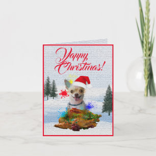 Anpassbare Niedliche Chihuahua Dog Yappy Xmas Card Karte