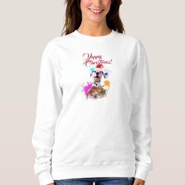 Anpassbare Niedliche Dalmatiner Dog Yappy Weihnach Sweatshirt (Vorderseite)