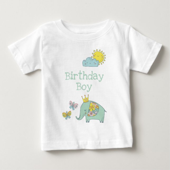 Anpassbare Niedliche Elefanten und Schmetterlinge Baby T-shirt (Vorderseite)
