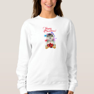 Anpassbare Niedliche Pomsky Dog Yappy Weihnachten Sweatshirt