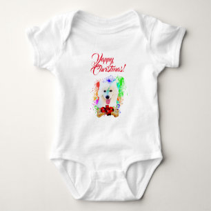 Anpassbare Niedliche Samoyed Dog Yappy Weihnachten Baby Strampler