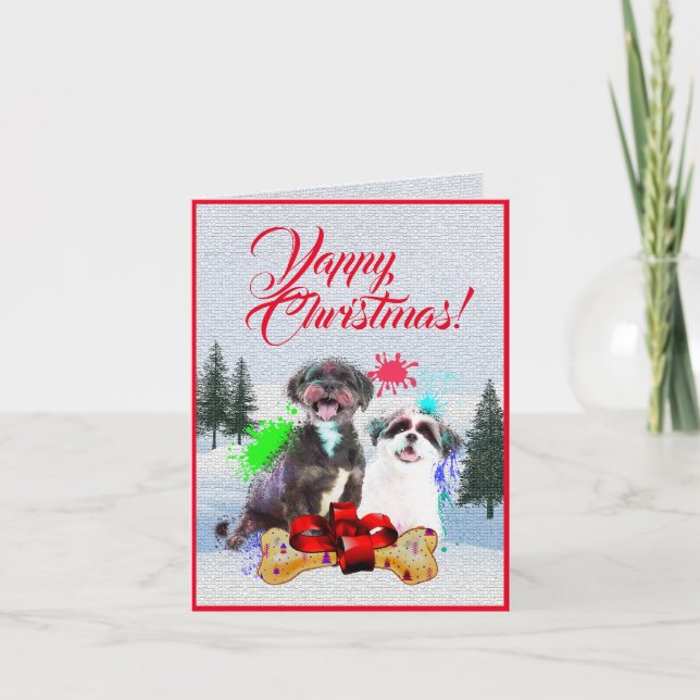 Anpassbare Niedliche Shih Tzu Dog Weihnachtskarte Karte (Vorderseite)