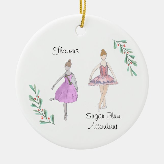 Anpassbare Nussknacker-Blumen/Zuckerpflaume  Keramik Ornament (Vorne)