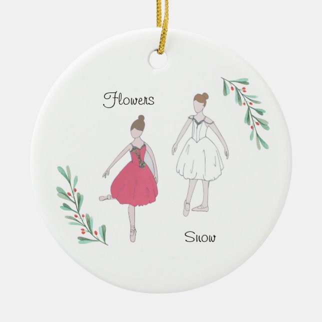 Anpassbare Nutcracker-Schnee/Blume Keramik Ornament (Vorne)