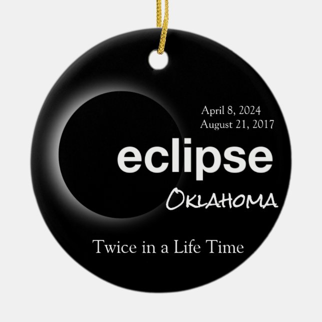 Anpassbare Oklahoma Solar Eclipse 2017 2024 Keramik Ornament (Vorne)