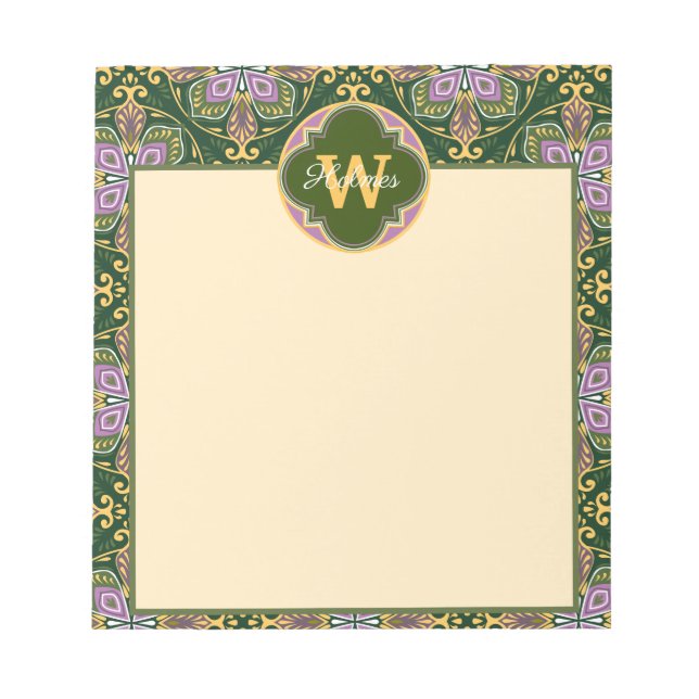 Anpassbare Oliven- und Lavendelöl Azulejos Notepad Notizblock (Vorderseite)