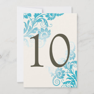 Anpassbare Ombre Aquamarin Tischnummer Cards