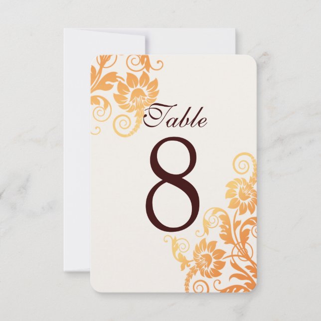 Anpassbare Ombre Fall Tischnummer Cards (Vorderseite)