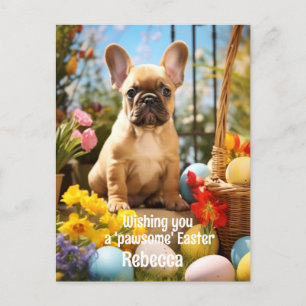 Anpassbare Osterfreude mit Furry Friends Postkarte