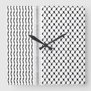 Anpassbare palästinensische Kufiya-Acrylmauer-Uhr Quadratische Wanduhr
