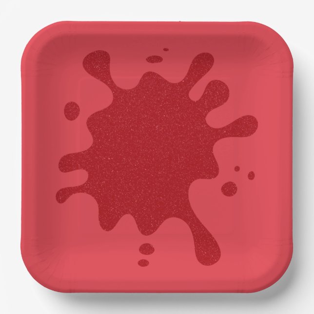 Anpassbare Papierplatte für Tomatenroter Spritzer Pappteller (Vorderseite)
