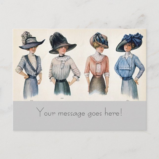 Anpassbare Pariser Mode 1910 Postkarte (Vorderseite)