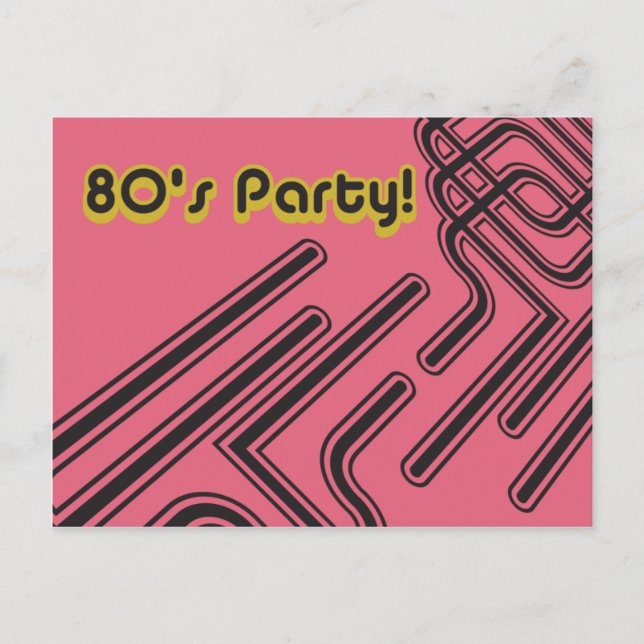 Anpassbare Party Einladung der 80er Jahre (Vorderseite)