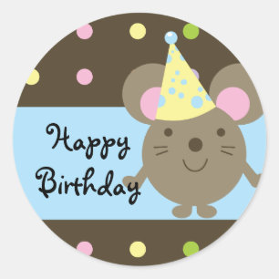 Anpassbare Party Mouse Happy Birthday Sticker