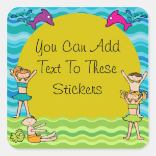 Anpassbare Party-Sticker für Pools Quadratischer Aufkleber