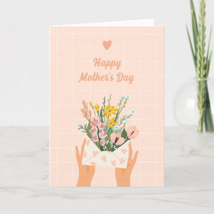Anpassbare Pfingstrosen-Blumen-Muttertags-Karte Feiertagskarte