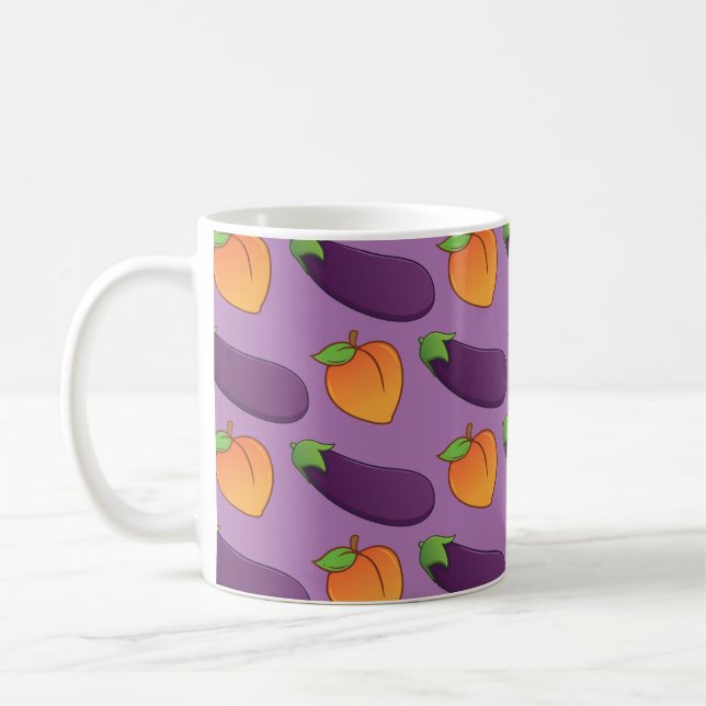 Anpassbare Pfirsich und Eggplant Kaffeetasse (Links)
