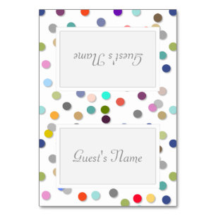 Anpassbare Polka Dot Confetti Name-Platzkarten Tischnummer