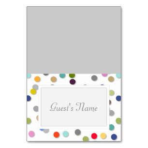 Anpassbare Polka Dot Confetti Name-Platzkarten Tischnummer