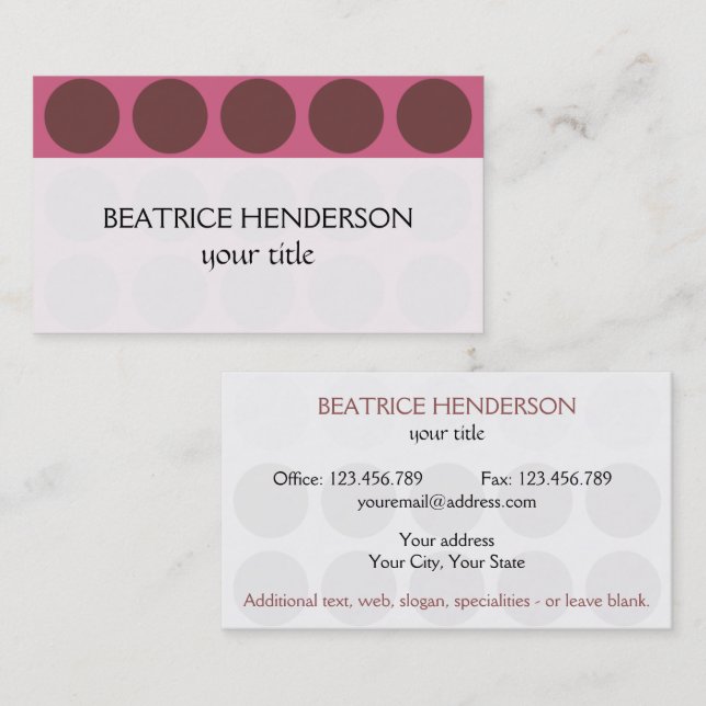 Anpassbare Polka Dots jeder Farbe auf Rosa Visitenkarte (Vorne/Hinten)